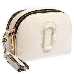 Pre Owned Marc Jacobs White Leather Small Shutter Camera Shoulder Bag