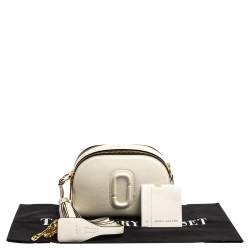 Pre Owned Marc Jacobs White Leather Small Shutter Camera Shoulder Bag