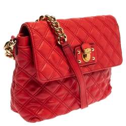 Marc Jacobs Red Quilted Leather Flap Shoulder Bag