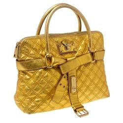 Pre Owned Marc Jacobs Gold Quilted Leather Alina Satchel