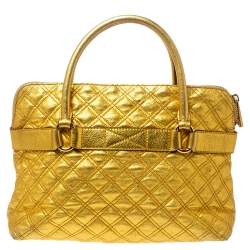 Pre Owned Marc Jacobs Gold Quilted Leather Alina Satchel