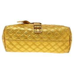 Pre Owned Marc Jacobs Gold Quilted Leather Alina Satchel