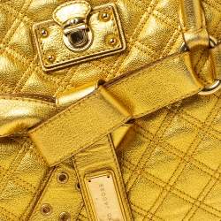 Pre Owned Marc Jacobs Gold Quilted Leather Alina Satchel