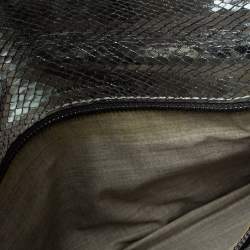 Pre Owned Marc Jacobs Silver Snake Effec Leather Foldover Clutch