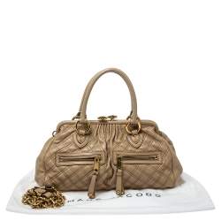 Pre Owned Marc Jacobs Beige Quilted Leather East West Stam Satchel
