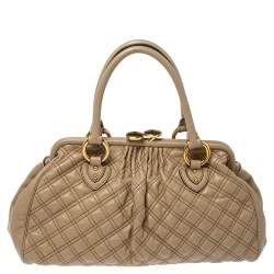 Pre Owned Marc Jacobs Beige Quilted Leather East West Stam Satchel