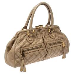 Pre Owned Marc Jacobs Beige Quilted Leather East West Stam Satchel