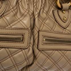 Pre Owned Marc Jacobs Beige Quilted Leather East West Stam Satchel