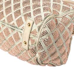 Pre Owned Marc Jacobs Ivory Crystal Embellished Suede and Leather Stam Satchel