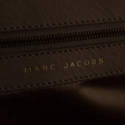 Pre Owned Marc Jacobs Ivory Crystal Embellished Suede and Leather Stam Satchel