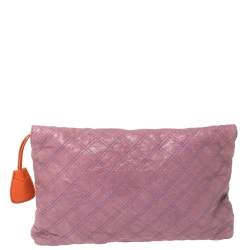 Pre Owned Marc Jacobs Purple/Orange Quilted Leather Oversized Clutch