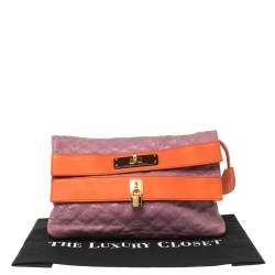 Pre Owned Marc Jacobs Purple/Orange Quilted Leather Oversized Clutch