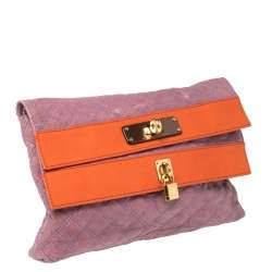 Pre Owned Marc Jacobs Purple/Orange Quilted Leather Oversized Clutch