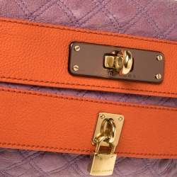Pre Owned Marc Jacobs Purple/Orange Quilted Leather Oversized Clutch