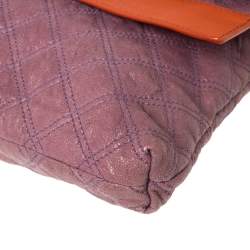Pre Owned Marc Jacobs Purple/Orange Quilted Leather Oversized Clutch
