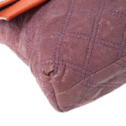 Pre Owned Marc Jacobs Purple/Orange Quilted Leather Oversized Clutch