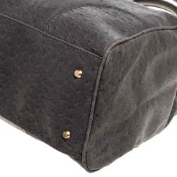 Pre Owned Marc by Marc Jacobs Grey Ostrich Embossed Leather Ozzie Square Lucy Tote