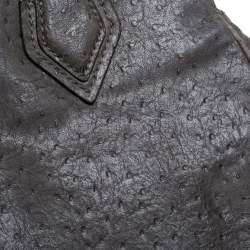 Pre Owned Marc by Marc Jacobs Grey Ostrich Embossed Leather Ozzie Square Lucy Tote