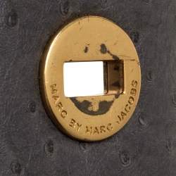 Pre Owned Marc by Marc Jacobs Grey Ostrich Embossed Leather Ozzie Square Lucy Tote