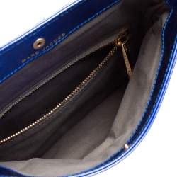 Marc Jacobs Metallic Blue Crinkled Patent Leather Fergie Clutch