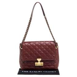 Pre Owned Marc Jacobs Maroon Quilted Leather Large Baroque Single Shoulder Bag