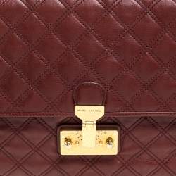 Pre Owned Marc Jacobs Maroon Quilted Leather Large Baroque Single Shoulder Bag