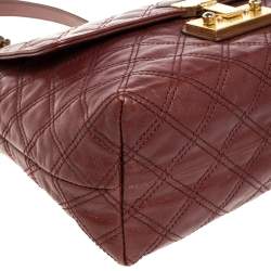 Pre Owned Marc Jacobs Maroon Quilted Leather Large Baroque Single Shoulder Bag