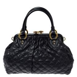 Pre Owned Marc Jacobs Black Quilted Leather Stam Satchel
