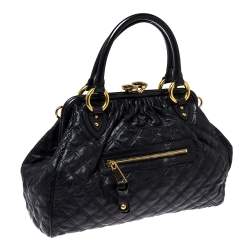Pre Owned Marc Jacobs Black Quilted Leather Stam Satchel