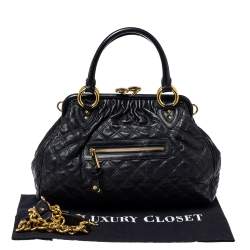 Pre Owned Marc Jacobs Black Quilted Leather Stam Satchel