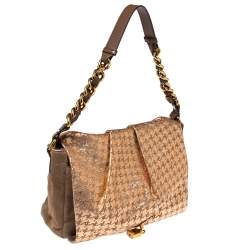 Pre Owned Marc Jacobs Light Pink/Brown Leather and Calf Hair Rockstar Jennifer Shoulder Bag