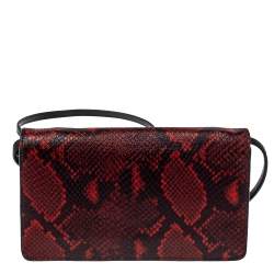 Pre Owned Marc Jacobs Red Python Embossed Crossbody Clutch Bag