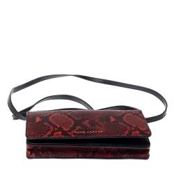 Pre Owned Marc Jacobs Red Python Embossed Crossbody Clutch Bag