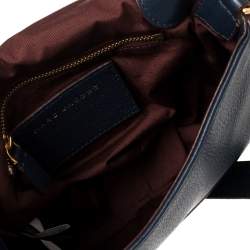 Pre Owned Marc Jacobs Navy Blue Leather Small Recruit Saddle Shoulder Bag