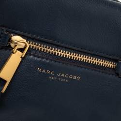 Pre Owned Marc Jacobs Navy Blue Leather Small Recruit Saddle Shoulder Bag