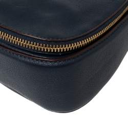 Pre Owned Marc Jacobs Navy Blue Leather Small Recruit Saddle Shoulder Bag