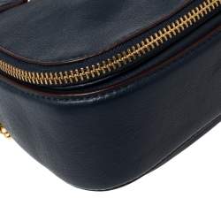 Pre Owned Marc Jacobs Navy Blue Leather Small Recruit Saddle Shoulder Bag