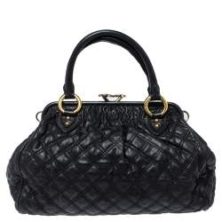 Pre Owned Marc Jacobs Black Quilted Leather Stam Satchel