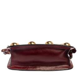 Pre Owned Marc Jacobs Dark Red Leather Studded Crossbody Bag