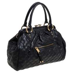 Pre Owned Marc Jacobs Black Quilted Leather Stam Satchel