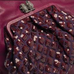 Pre Owned Marc Jacobs Purple Leather Robert Duffy Bag on Bag Tote