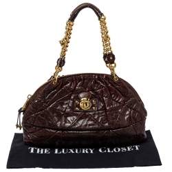 Pre Owned Marc Jacobs Dark Brown Quilted Leather Capra Satchel