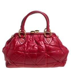 Pre Owned Marc Jacobs Red Quilted Leather Stam Satchel
