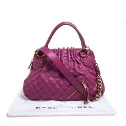 Pre Owned Marc Jacobs Magenta Quilted Leather Cecilia Satchel