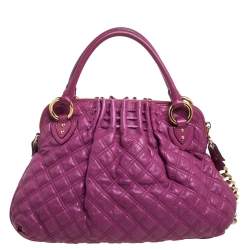 Pre Owned Marc Jacobs Magenta Quilted Leather Cecilia Satchel