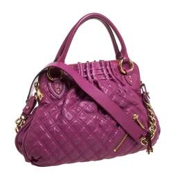 Pre Owned Marc Jacobs Magenta Quilted Leather Cecilia Satchel