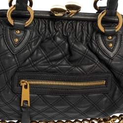 Pre Owned Marc Jacobs Dark Grey Quilted Leather Stam Satchel