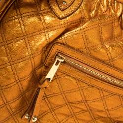 Pre Owned Marc Jacobs Metallic Orange Quilted Leather Stam Satchel