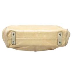 Pre Owned Marc Jacobs Beige Quilted Snakeskin Effect Leather Stam Satchel