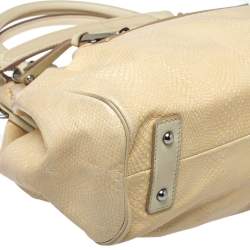 Pre Owned Marc Jacobs Beige Quilted Snakeskin Effect Leather Stam Satchel